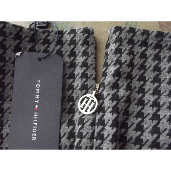 Tommy Hilfiger Dress Womens 12 Gray Black Jacquard Houndstooth knee length shift - Picture 11 of 12